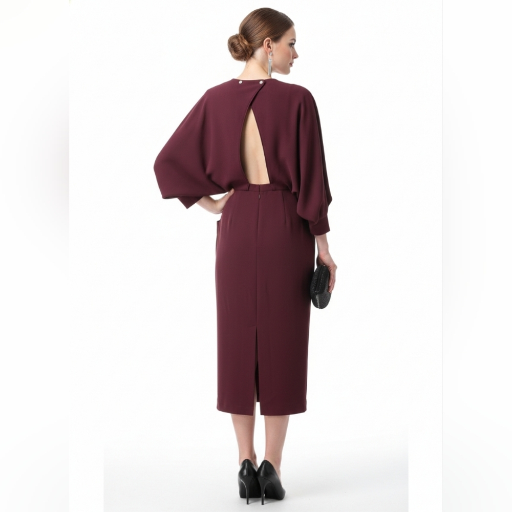 & Other Stories Open Back Batwing Sleeve Midi Dress Size 4